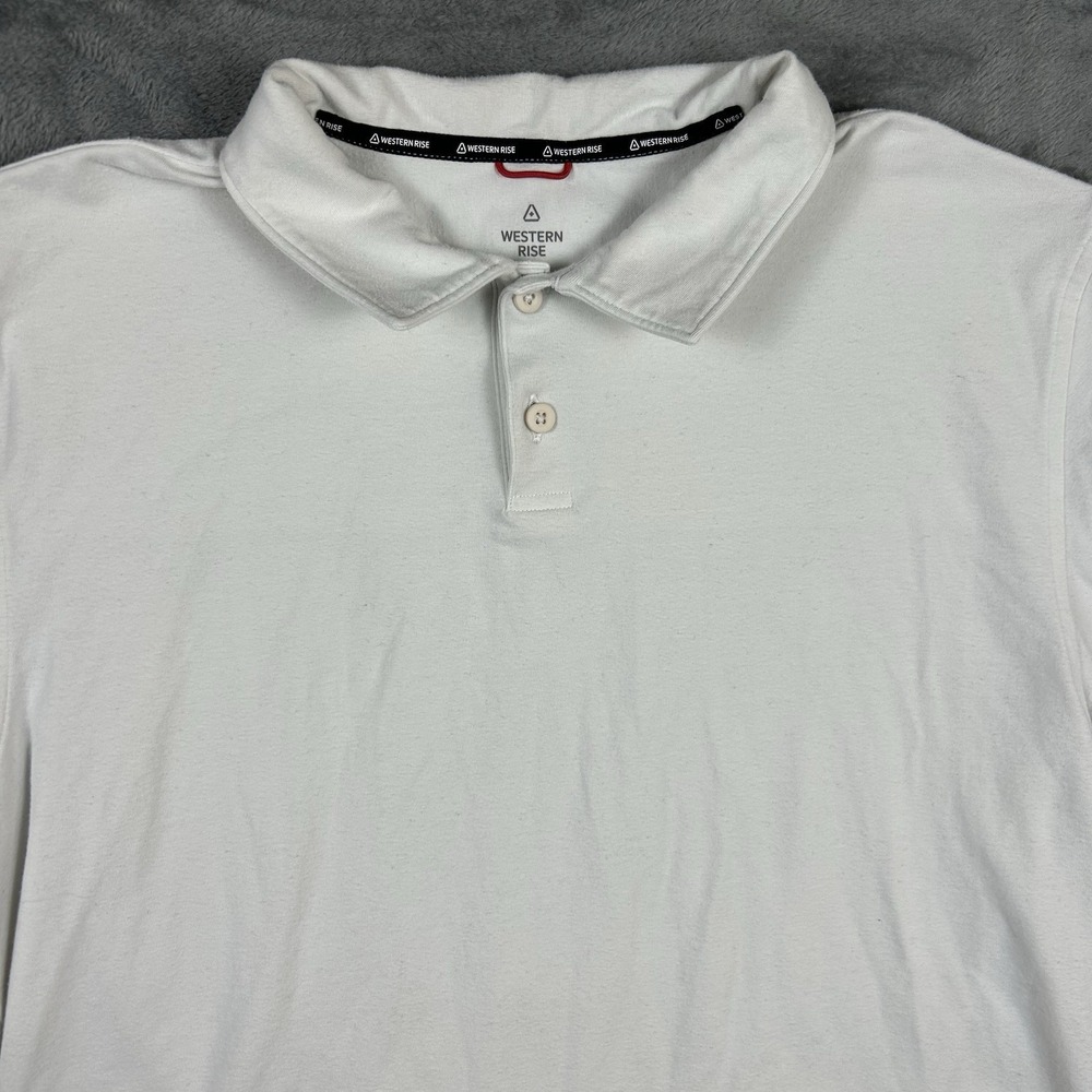 Western Rise Men's M White Short Sleeve Polo Golf Shirt Cotton Blend Stretch - Picture 2 of 14
